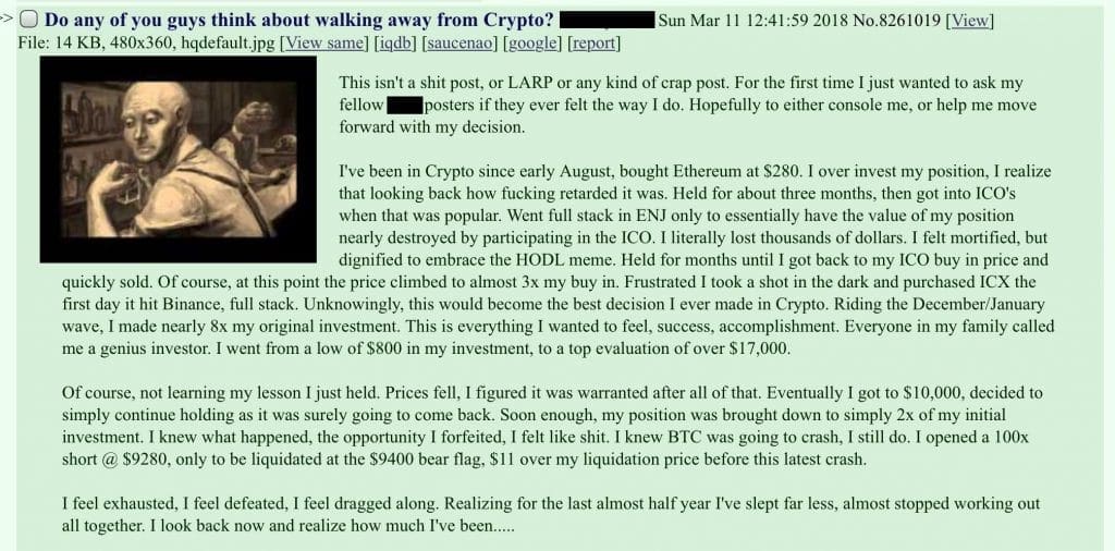 sad story of guy walking away from crypto.