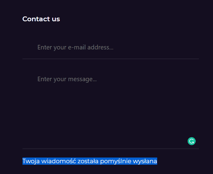Signals Scam - Contact Form Success Message in Polish