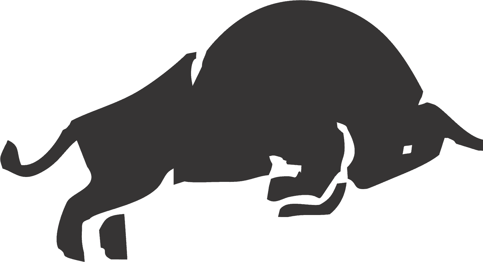 A minimalist black silhouette of a bull, depicted in a leaping position with its head down and horns forward, suggesting a motion of attack or charge, reminiscent of the fast-paced world of trading. The design style is simple, emphasizing the bull's powerful and aggressive stance—much like the best crypto signals.