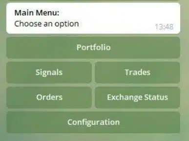 Menu Auto Trader Bot