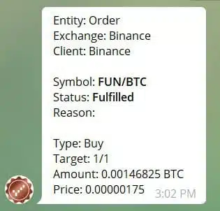 O Auto Trader colocou um novo sinal na Binance