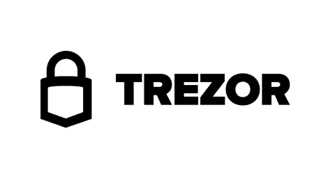 The image displays the Trezor logo, prominently featuring a black padlock icon beside the word "Trezor," which appears in bold, uppercase black letters. Set against a clean white background, this logo represents security and trust—ideal for securing your assets with a Trezor One at an exclusive discount.