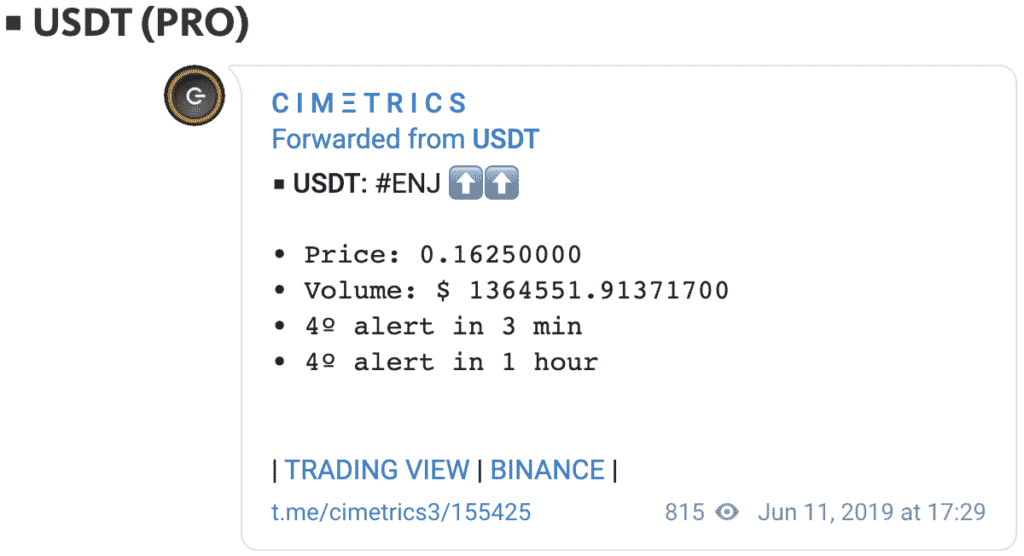CIMETRICS USDT Bot for those into trading USDT.
