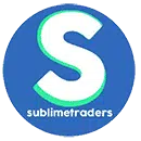 A circular logo with a blue background features a large, white letter "S" in the center. The word "sublimetraders" is written in lowercase letters at the bottom of the circle, below the "S." Emphasizing their reputation for offering the best Bybit trading signals, the edges of the "S" are faintly highlighted in green.