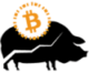 Silhouette of a pig with an orange Bitcoin symbol above it, resembling a coin. The Bitcoin logo includes the letter "B" with two vertical lines. The image hints at cryptocurrency savings or investment, aligning with the concept of Melhores Sinais de Cripto for optimal trading strategies.