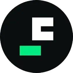 A circular logo with a black background features a white, pixelated letter "C" above a green rectangle near the bottom center. It's the First Digital USD logo.