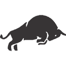 Silhouette of a bull facing down. The image shows the bull in a fight positionl, its head lowered, and its four legs visible. The solid black silhouette is set against a neutral background. Itยดs the Universal Crypto Signals icon. October 2024 Signal Results